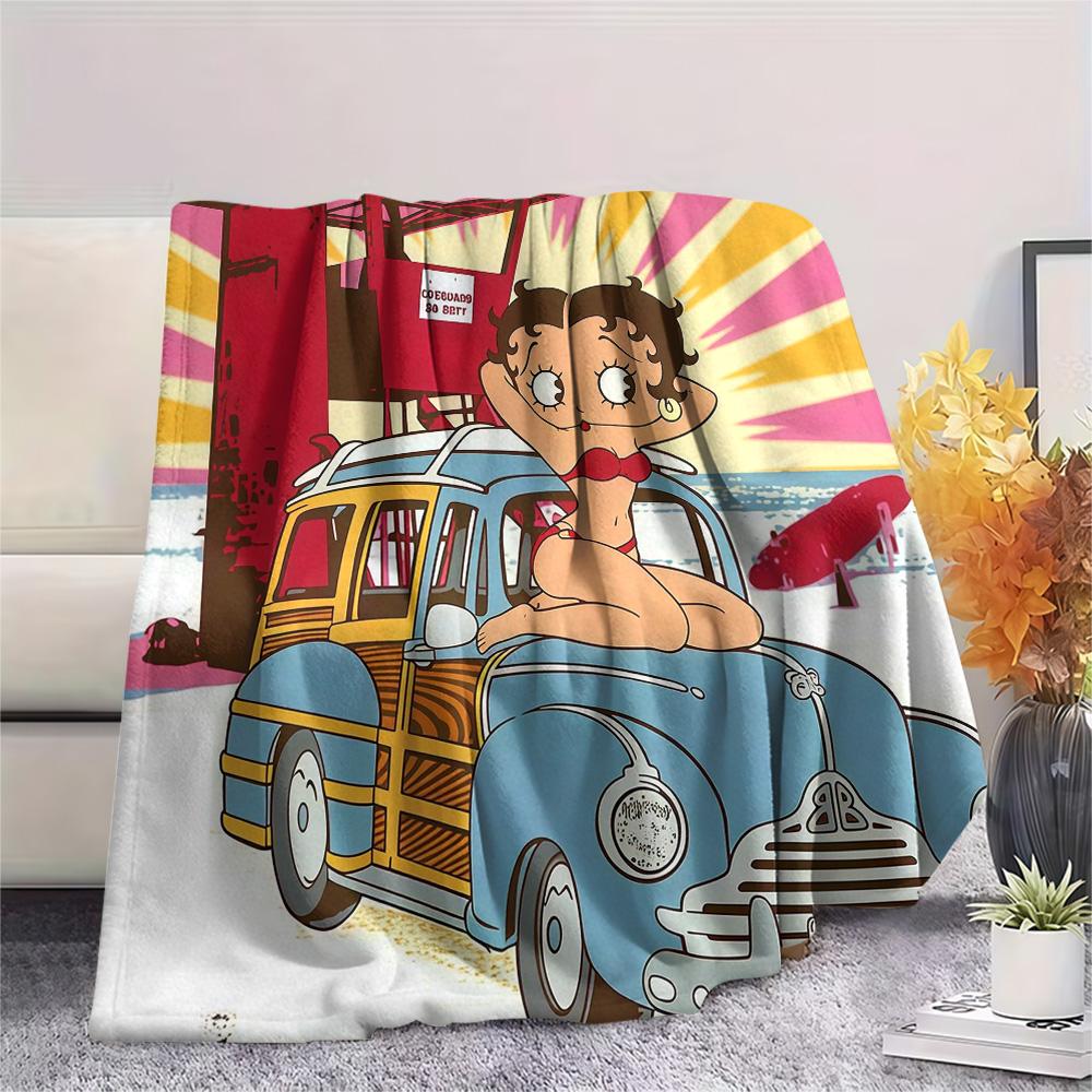 Betty Boop2 Flannel Blanket, High quality Comfortable for All Seasons, Home Decor, Warmth and Comfort