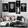 Pictură pe Pânză Artă de Perete cu Animale Leu Elefant Căprioară Zebră Postere și Imprimeuri Poze de Perete pentru Decorarea Livingului Decor pentru Casă