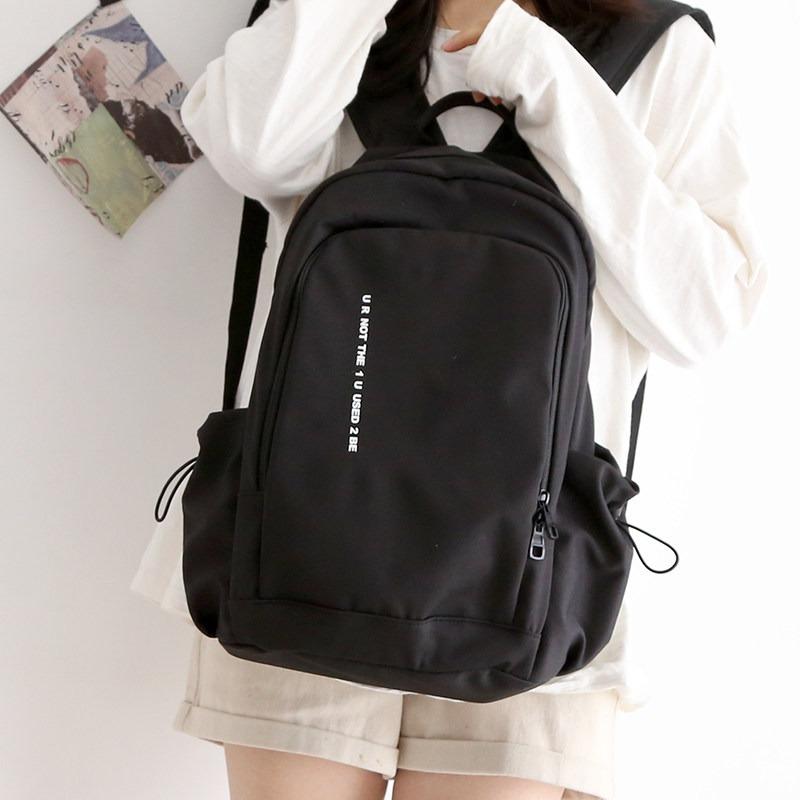 Schoolbag Customized Large Capacity School Bag Women's Lightweight Solid Color Fashion Versatile Junior High School Student Travel Backpack Men