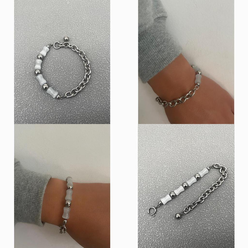Geometric Cat Eye Stone Bracelet For Men And Women Handmade Stainless Steel Jewelry