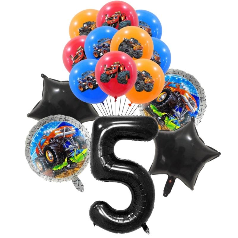 15Pcs Monster Truck Balloon Car Themed Birthday Foil Ballons Dump Truck Helium Balloon Boy Birthday Party Decor Supplies