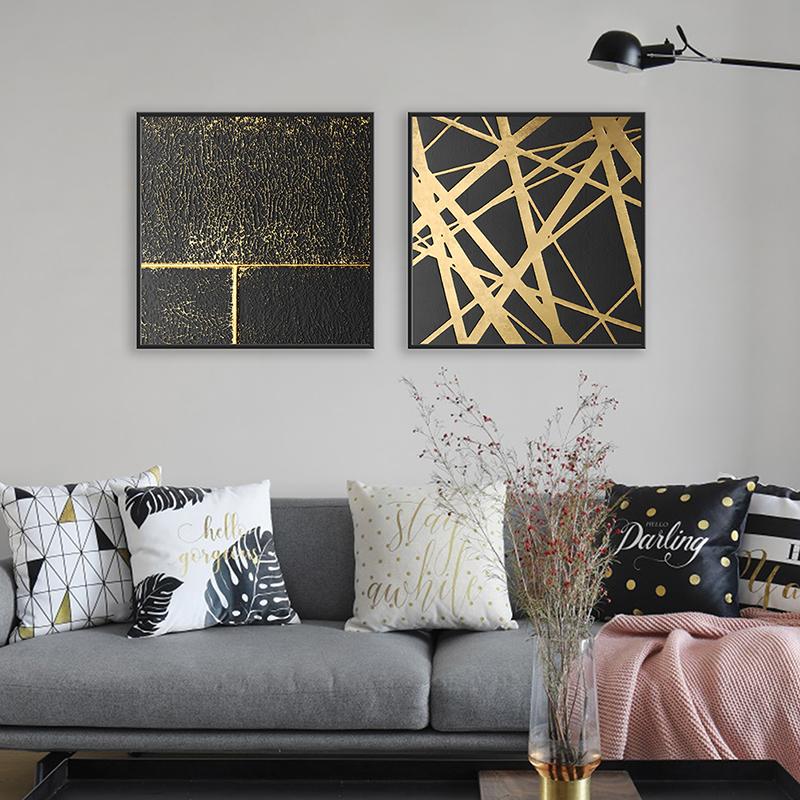 WCIC Yeni Beyaz Kanvas Altın Yaprak Serisi Garip Desen Ev Dekorasyon Boyama Duvar Dekorasyonu Asılı Boyama