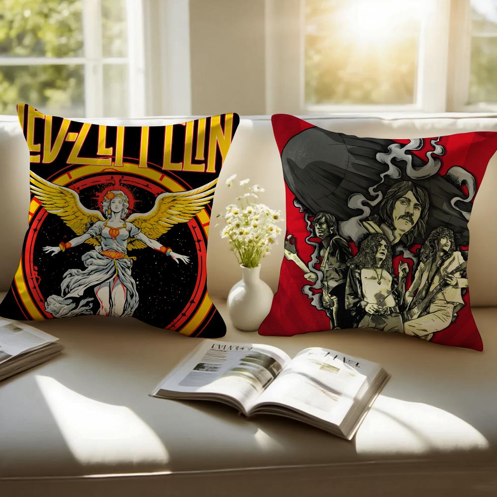 Rock British Rock Band Led Zeppelin Cushion Cover Pillowcase Antidustmite Invisible Zipper Short Plush Sofa Cushion
