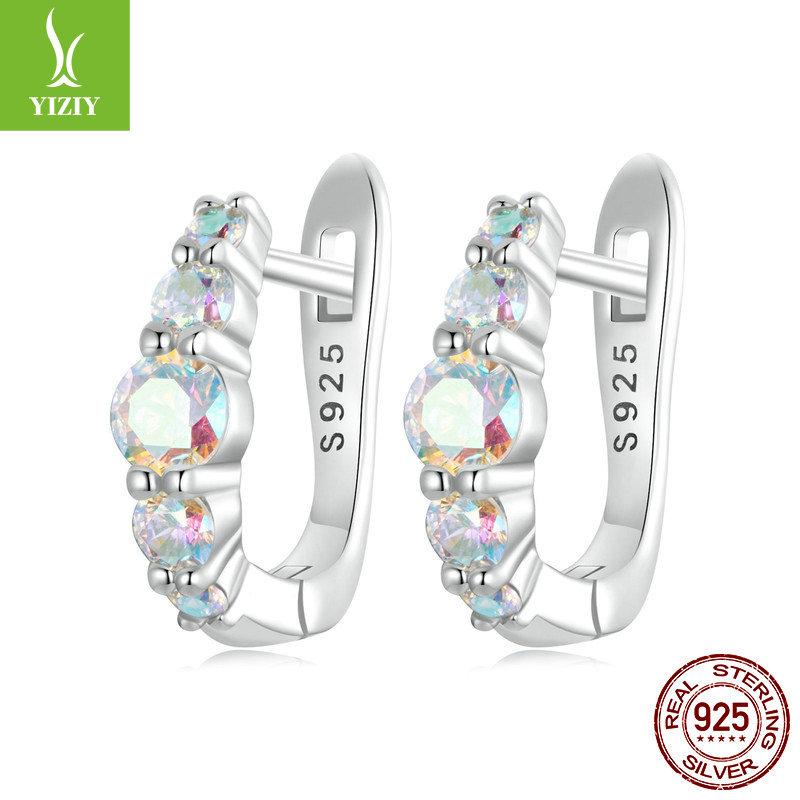 Premium Temperament Colorful Zircon Ear Buckle Women, Magic U-Shaped Earrings S925 Sterling Silver Earrings