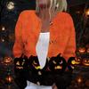 Damen Halloween Print Langarm Strickjacke Knopfleiste Mantel