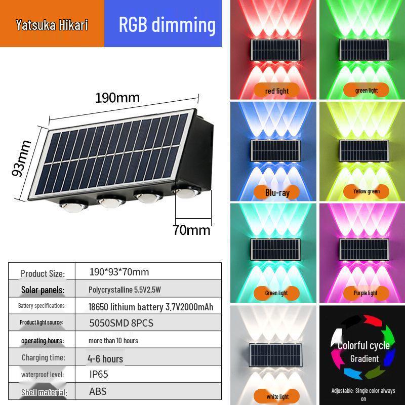 Wasserdichte Solar-Wandleuchte für Außenhof, Garten, Balkon und Terrasse