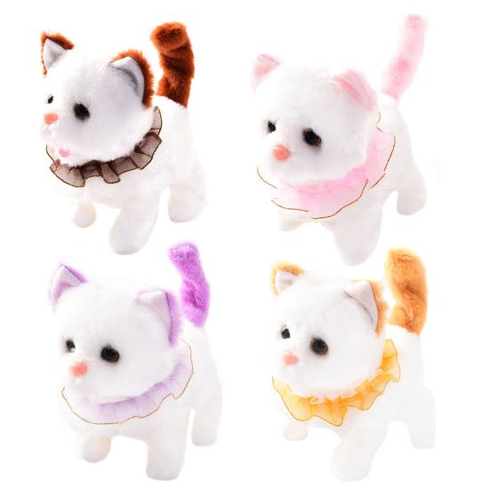 Giocattolo Elettrico Gatto Peluche Interattivo Camminante Scodinzolante Annodante Miagolante Giocattolo Gattino Fatto a Mano per Bambini Piccoli Educativo Simulazione Giocattolo Animale di Peluche