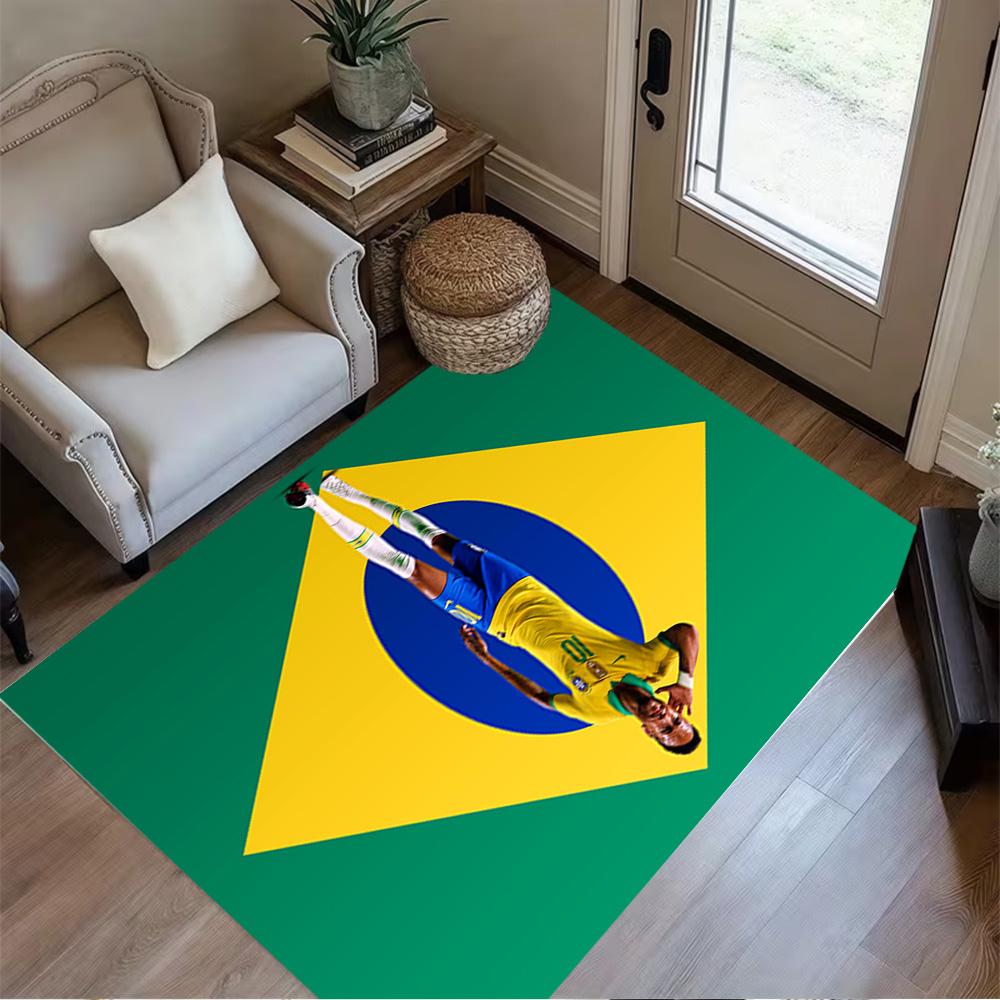 Brazilian Football Legend Floor Rug Office Rug Design for Study room Dormitory Outdoor Balcony Antislip Carpet Anime Office Decor Gift for Festivals
