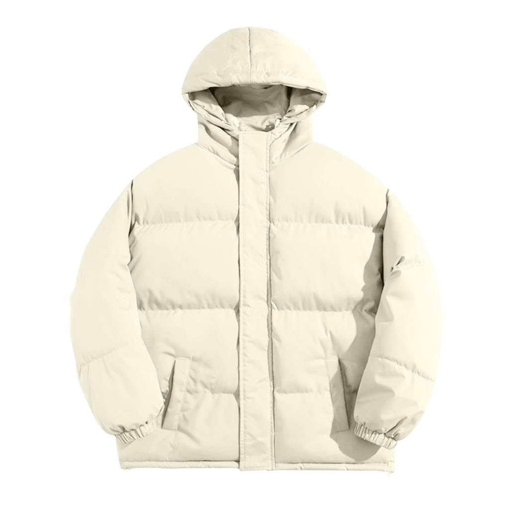 Herren Oversized Casual Daunenjacke mit langen Ärmeln und Kapuze