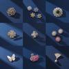 Snowflake & Butterfly Zircon Brooch with Freshwater Pearl for Women's Korean Style Suit Coat