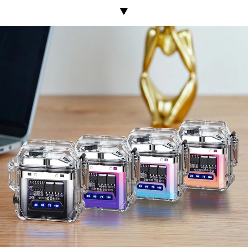 New Transparent Shell Waterproof and Windproof Ignition Flashlight TYPE-C Fast Charging COB Lighting Outdoor Camping Gift