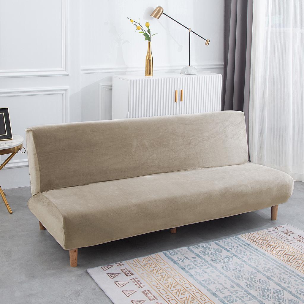 Velvet Armless Sofa Bed Covers Folding Seat Slipcover Modern Futon Stretch Sofa Bed Covers Living Room Elastic Couch Protector