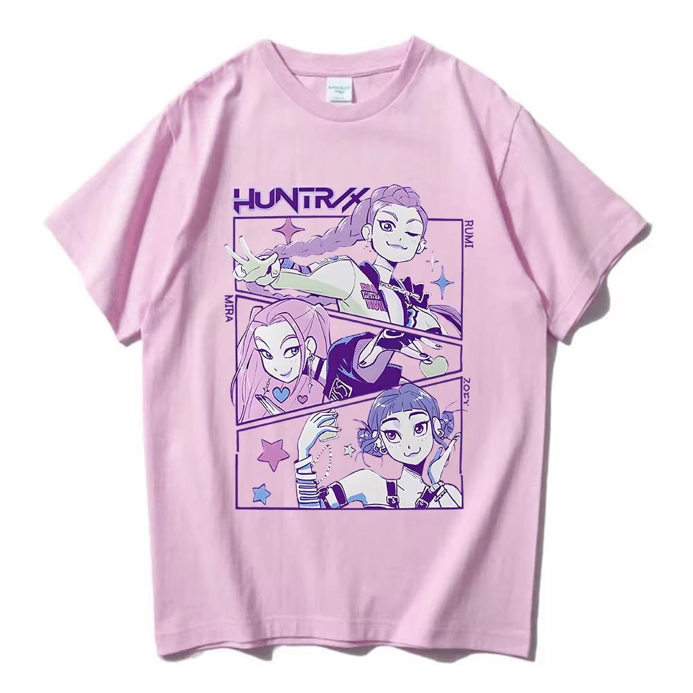 2025 Summer KPop Demon Hunters Movie Print Men's T-shirt Short Sleeve O-neck Tees Cotton Fashion Casual Streetwear Unisex Tops