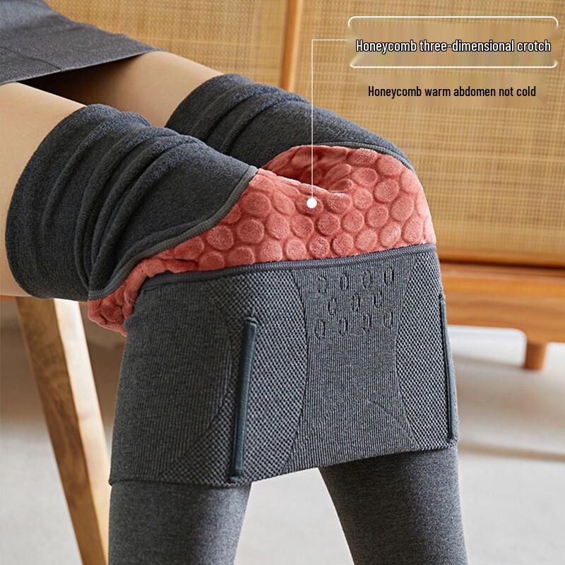 Langsha Women's Ribbed Fleece-Lined High-Waist Tights