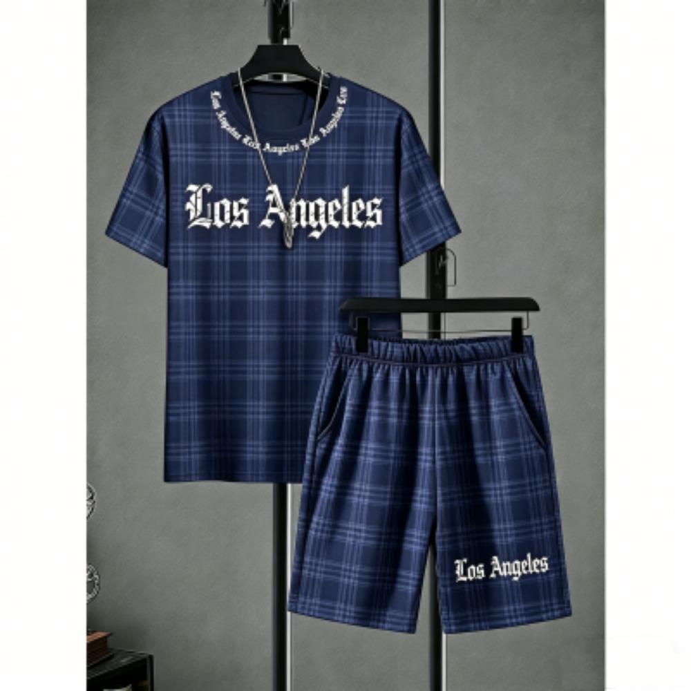 Men's Set Lion Stripe Printed Men's T-shirt and Shorts 2 Piece Set Summer Casual Outdoor Men's and Women's T-shirt Sets