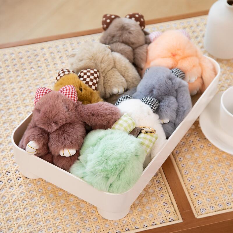 Mini králičí klíčenka králičí kožešinová bambulka klíčenky dámské tašky ozdobný přívěsek klíče od auta doplňky plyšové hračky pro miminka Peluche