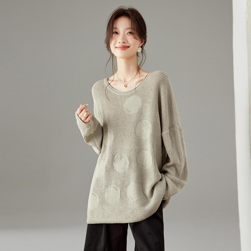 2025 Herbst/Winter Damen Übergröße Rundhals Lockerer Pullover: Stilvolle & Kuschelige Langarm-Strickwaren