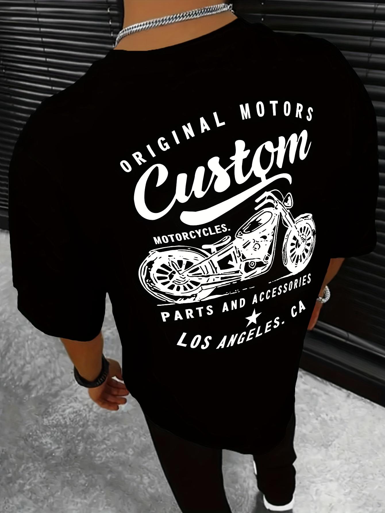 Mens Summer 100 Cotton T Shirt with Motorcycle Theme Design Suitable for Casual Outdoor Clothing for Motorcycle Enthusiasts S