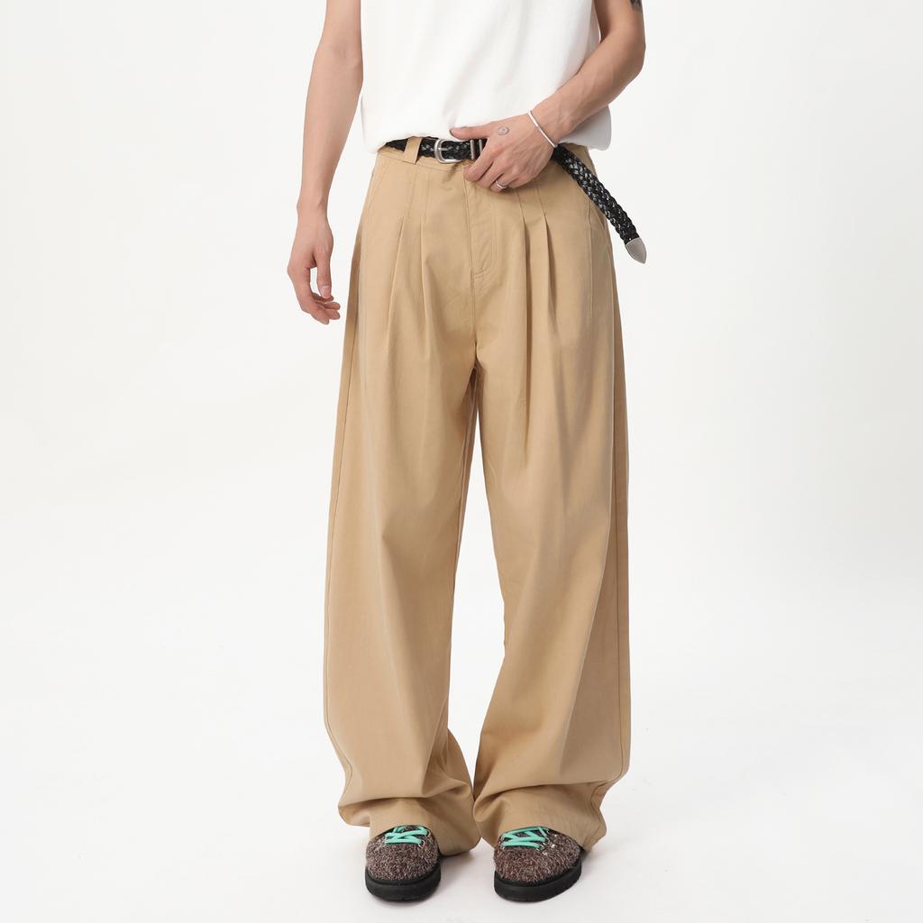 Lyocell Three-dimensional Pleated Silhouette High-waisted Casual Pants Men's Loose Drape Wide-leg Pants