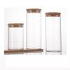80mm High Borosilicate Glass Storage Jar with Wood Stopper & Bamboo Lid - Straight Neck, Multiple Sizes
