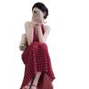 French Pure Desire Red Polka Dot V-neck Neck Dress Children's Design Halter Sleeveless Vest Long Dress Summer