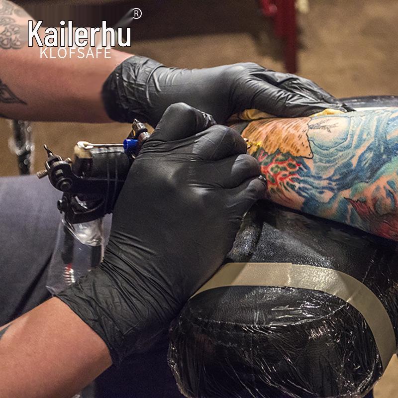 Kaillehhu Black Nitrile Disposable Gloves - Waterproof, Oil-Resistant for Lab, Tattoo, Beauty, and Food Safety