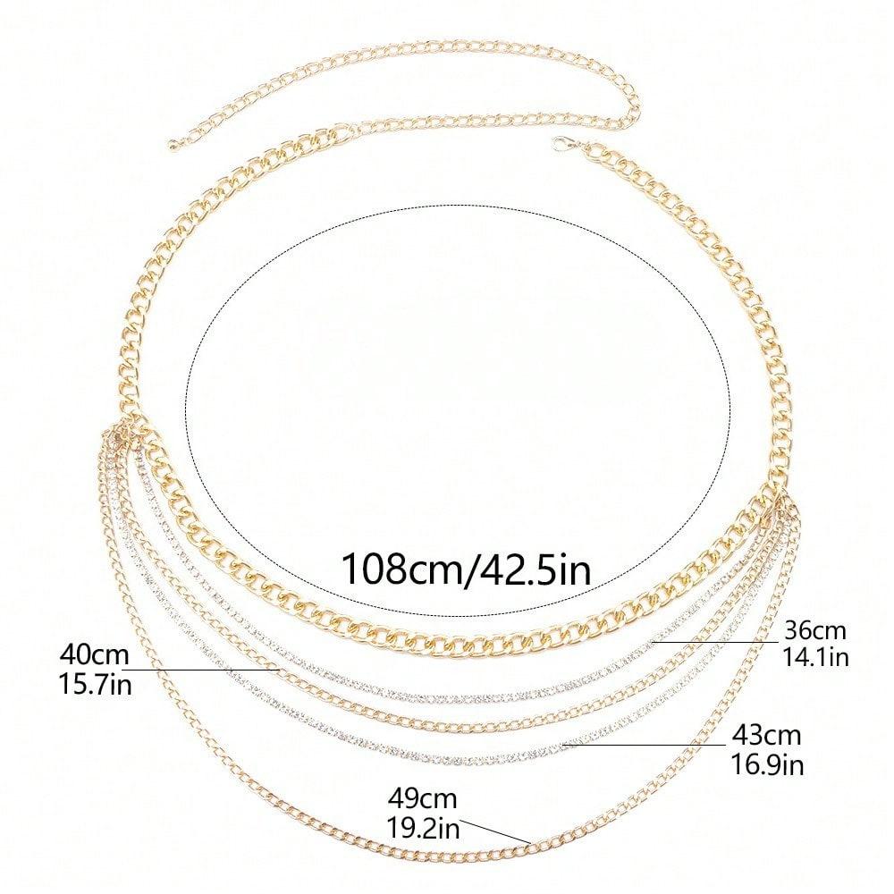 European and American Jewelry Hip-hop Trend Style Multi-layer Fringed Diamond Chain Waist Chain Retro Sexy Body Chain Female