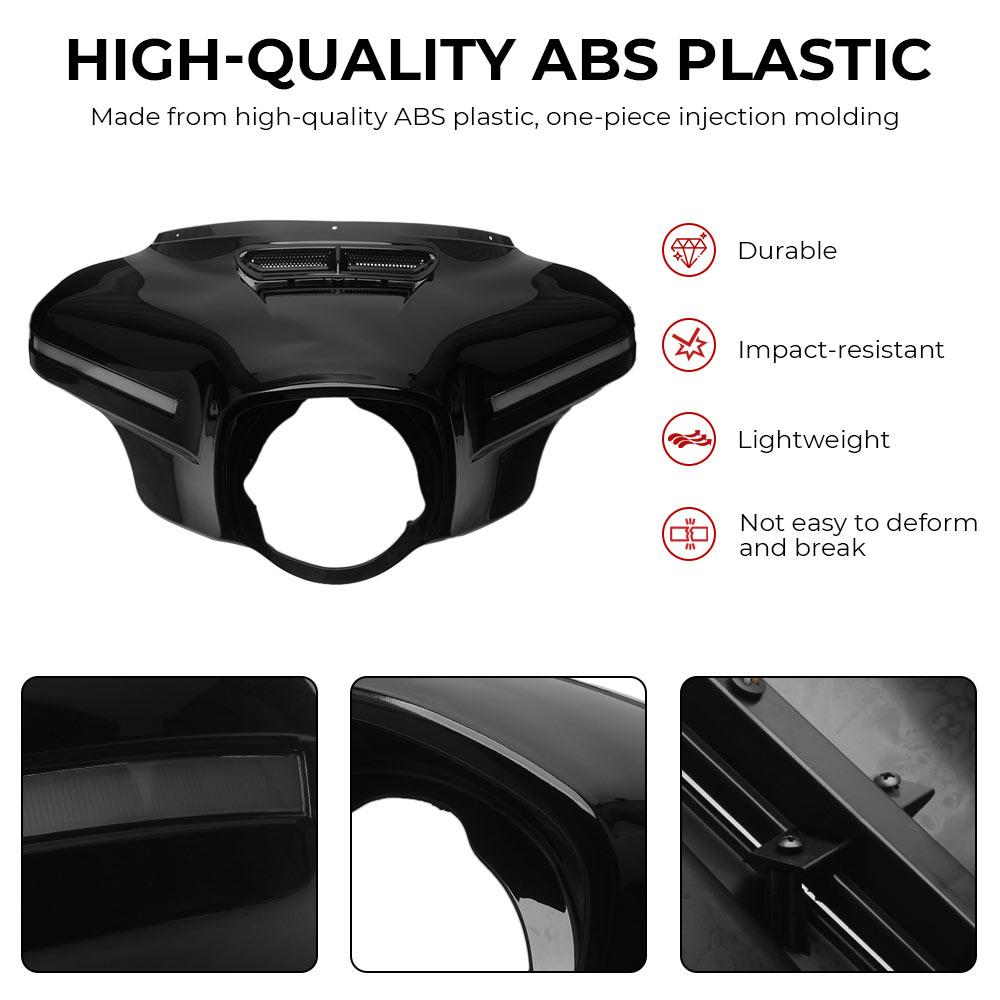 Front Batwing Upper Outer Fairing with LED Light ABS Plastic Motorcycle For Harley Touring Street Glide Special FLHXS 2014-2023