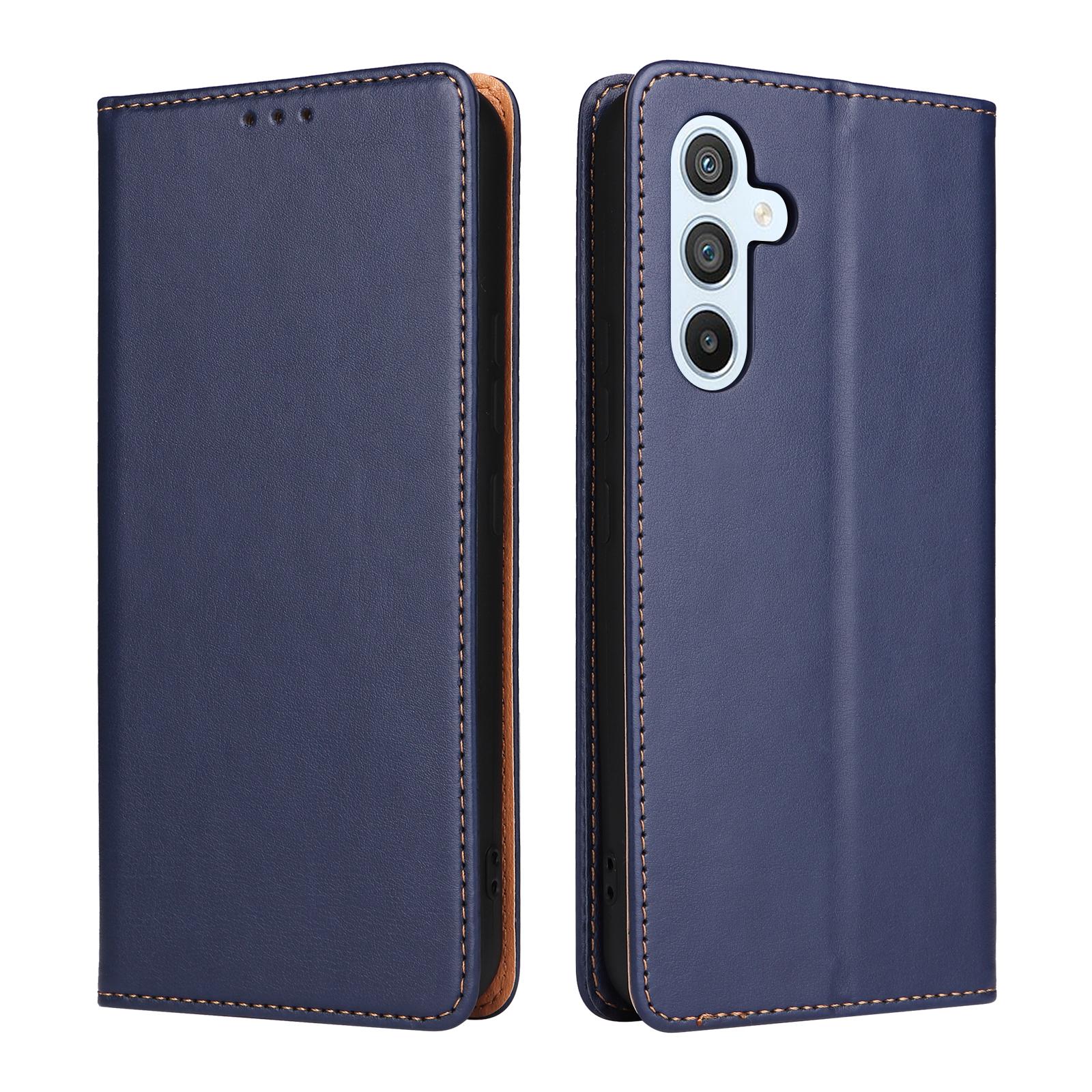 

FIERRE SHANN For Samsung Galaxy S23 FE Magnetic Case PU Leather Shockproof Phone Protector Blue