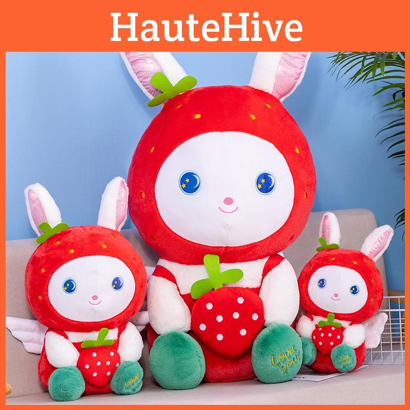 Cute Fluffy And Strawberry Rabbit Plush Toy Ideal Decorative Pillow Home For