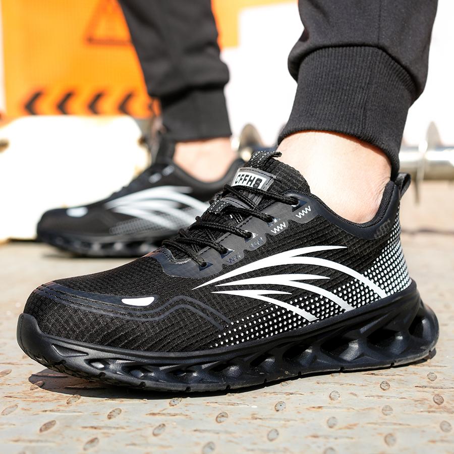 Lekkie Buty Bezpieczeństwa Męskie Nowe Trampki Buty z Podnoskiem Stalowym Buty Robocze Odporne na Przebicie Buty Ochronne Buty Bezpieczeństwa Antypoślizgowe