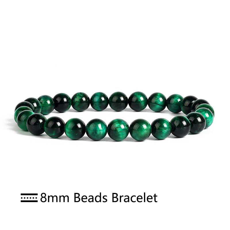 Lightning Royal Green Tiger Eye Bracelet Men 6-12mm Natural Energy Stone Beads Reiki Healing Bracelets for Women Jewelry Pulsera