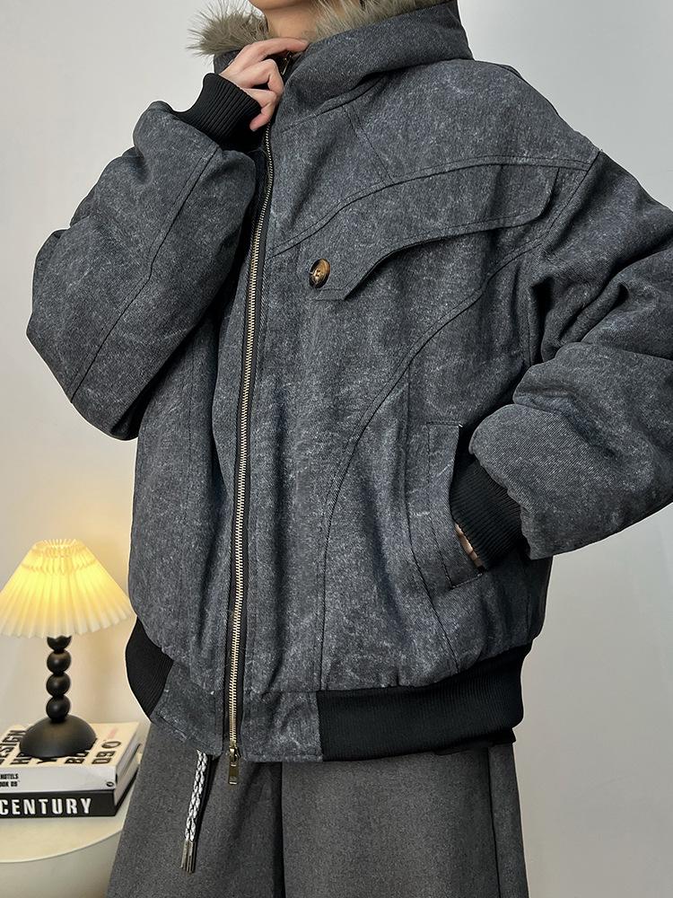 Men's Hooded Fur Collar Cotton Jacket: Winter High-End Plus Velvet Thickened Outerwear