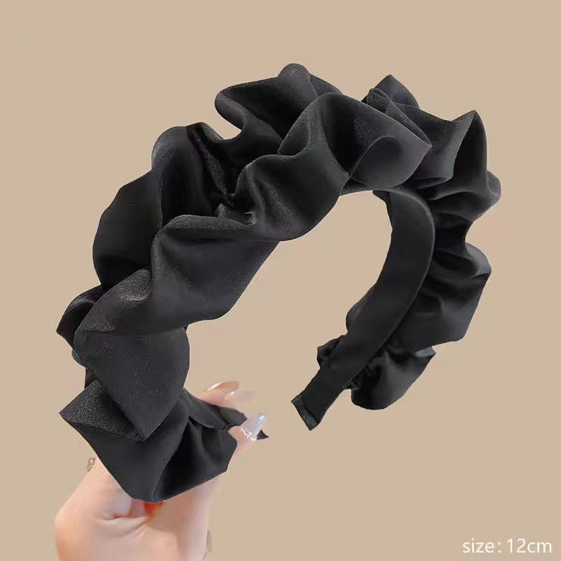 

Ретро повязка-скранчи с высокой макушкой: Приподнимите с помощью плиссированных деревянных ушей с широким краем для более стройного вида и увеличенного роста.