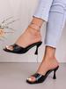 Square-Toed High-Heeled One-Strap Sandals for Women - 2026 Summer Plus Size Outdoor Fashion Slippers
