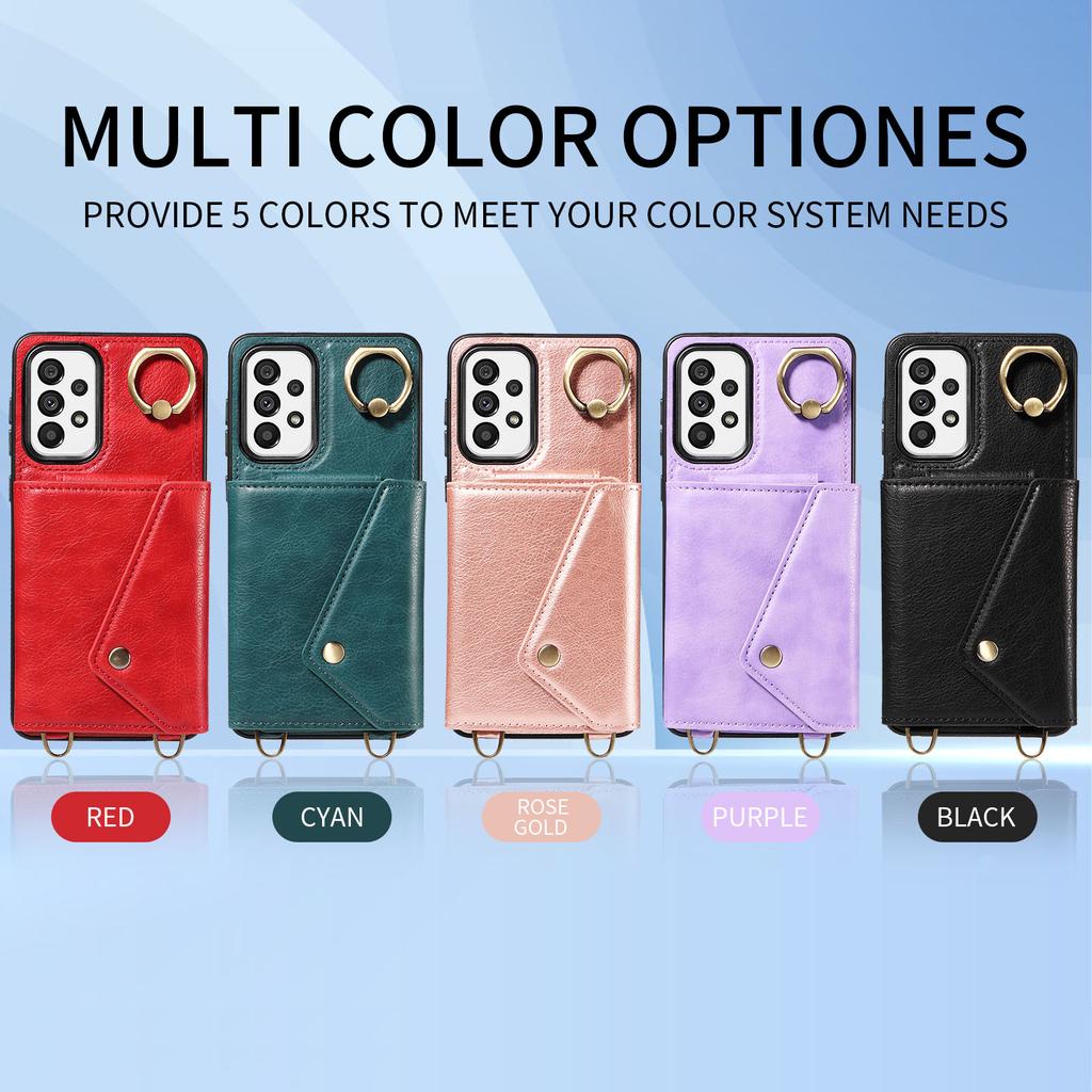 Shoulder Bag Design Card Holder Slots Ring Bracket Cover Phone Case for Samsung Galaxy S22,S23,S24,A12,A13,A14,A15,A52,A72,A22,A32,A33,A53,A73,A23...