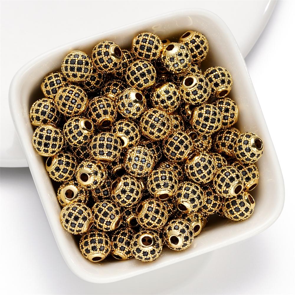 5pcs/lot Brass Micro Pave Cubic Zirconia Round Spacer Loose Beads for DIY Charms Necklace Bracelet Jewelry Making Accessories