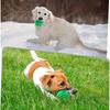 Indestructible Dog Chew Toy for Aggressive Chewers Tough Natural Rubber Squeaky Ball Beef Flavor Hexagonal Design Long