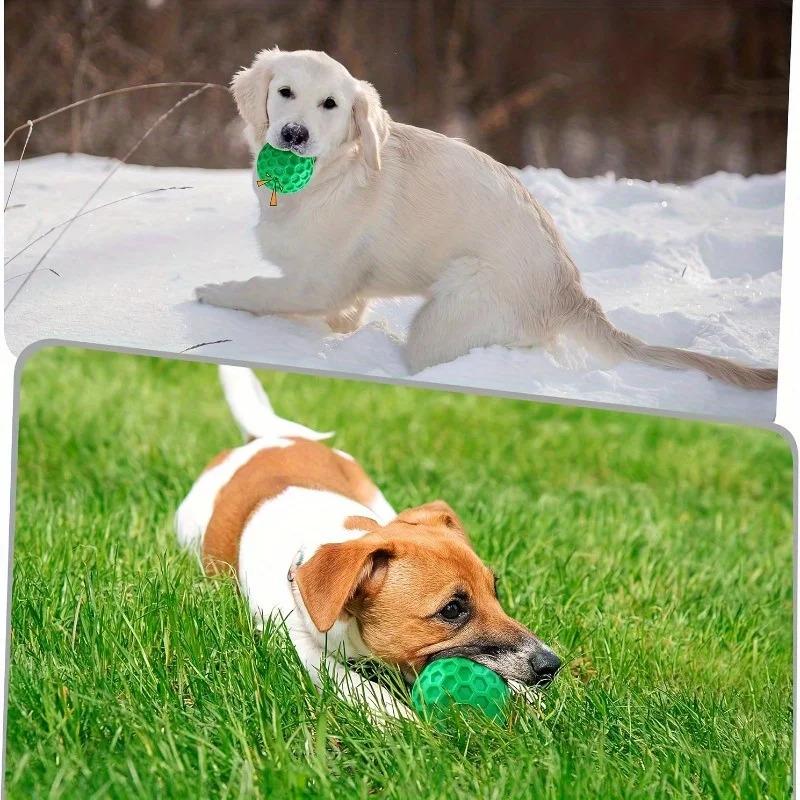 Indestructible Dog Chew Toy for Aggressive Chewers Tough Natural Rubber Squeaky Ball Beef Flavor Hexagonal Design Long