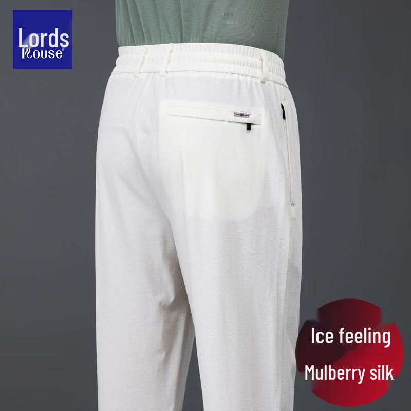 Lozo Men s Lightweight Mulberry Silk Blend Straight-Leg Casual Pants 4XL