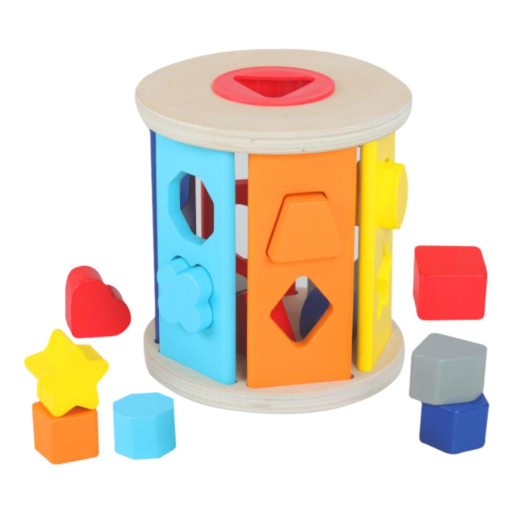 Colorful Aa Geometry Shape Matching Toy Set Wooden Building Blocks For Babies And Toddlers