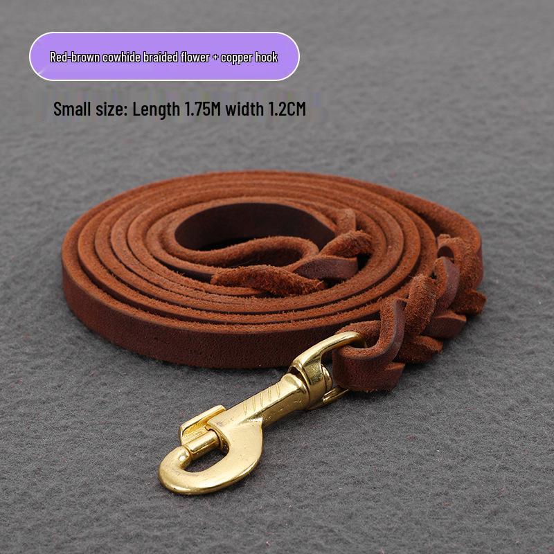 Genuine Cowhide Leather Dog Leash for Golden Retrievers & German Shepherds - Durable Walking Rope
