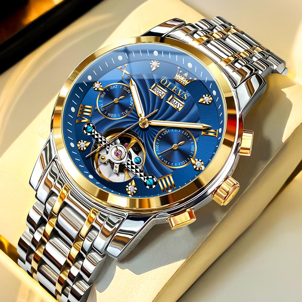 

OLEVS Men s Watches 7088 Luxury Trend Fashion Automatic Mechanical Watch for Man Hollow Quartz Movement Complete Calendar Week