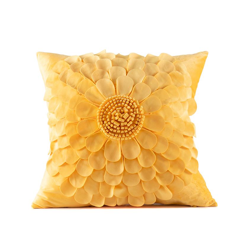 Luxury Sunflower Velvet Cushion Cover Handmade Flower Throw Pillow Cover