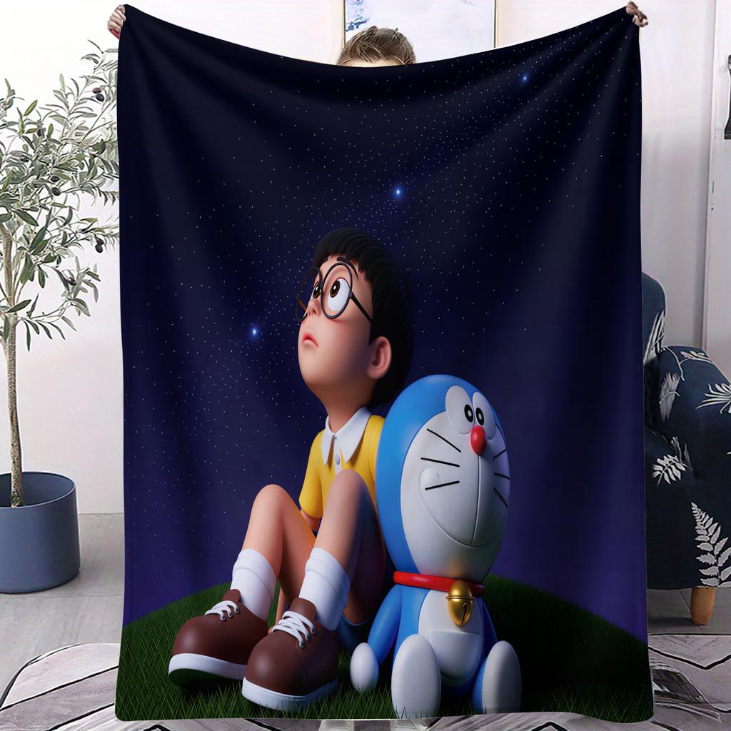 Fan Favorite Doraemon Japanese Anime Small Cover Blanket Plush Anti Pilling Sofa Novelty Warm All Season Children Birthday Gift