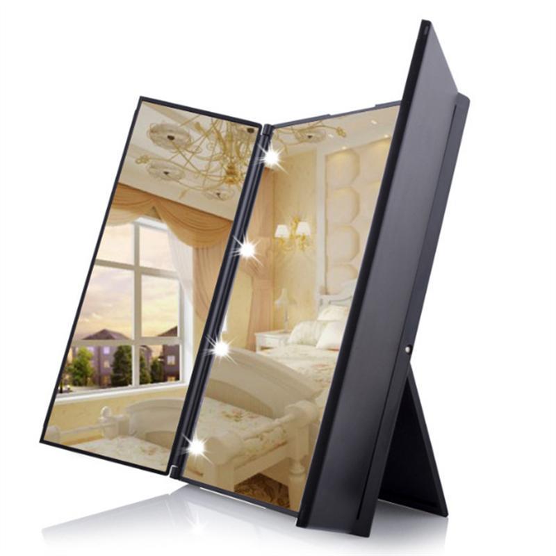 Compre Tri Fold Lighted Travel Makeup Mirror Led Folding Mirrors Illuminating Foldable Black Barato Frete Grátis Avaliações Reais Com Fotos Joom Compre Tri Fold Lighted Travel Makeup, Best Travel Makeup Mirror With Lights