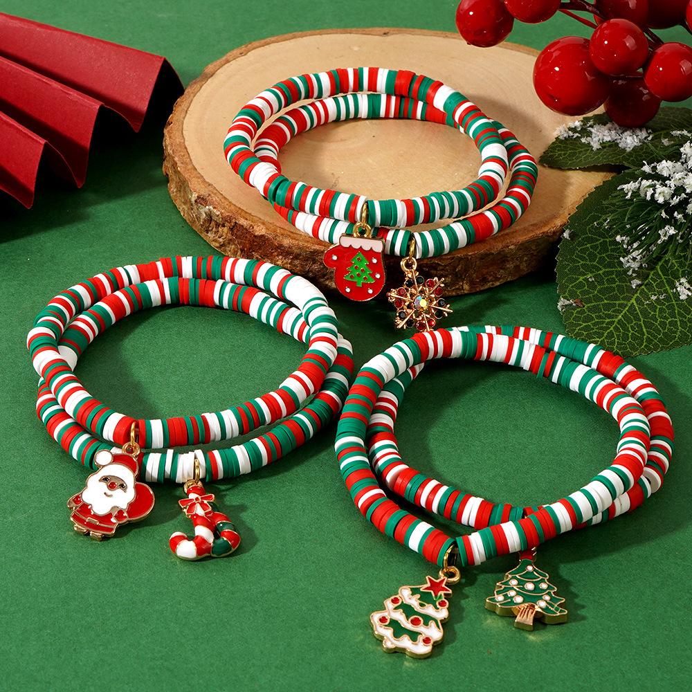 Women's Handmade Colorful Polymer Clay & Copper Bead Bracelet Set - Christmas Gift