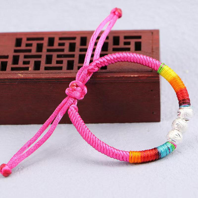 Colorful Rope Beaded Ethnic Style Hand-Woven Hand Rope, Tibetan Light Luxury High Sense Adjustable Fashion Jewelry Women