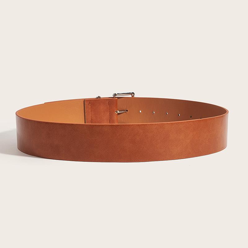 Women Fashion Luxury Design Suede Leather Wide Belt Casual Pin Buckle Waistband Business Waist Strap All-Match Clothes Decor