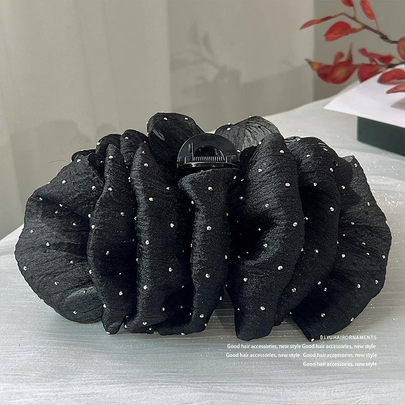 Summer Sweet Mesh Tulle Big Bow Hair Claw Clips For Women Solid Colours Elegant Bowknot Ponytail Clip New Headdress Accessories